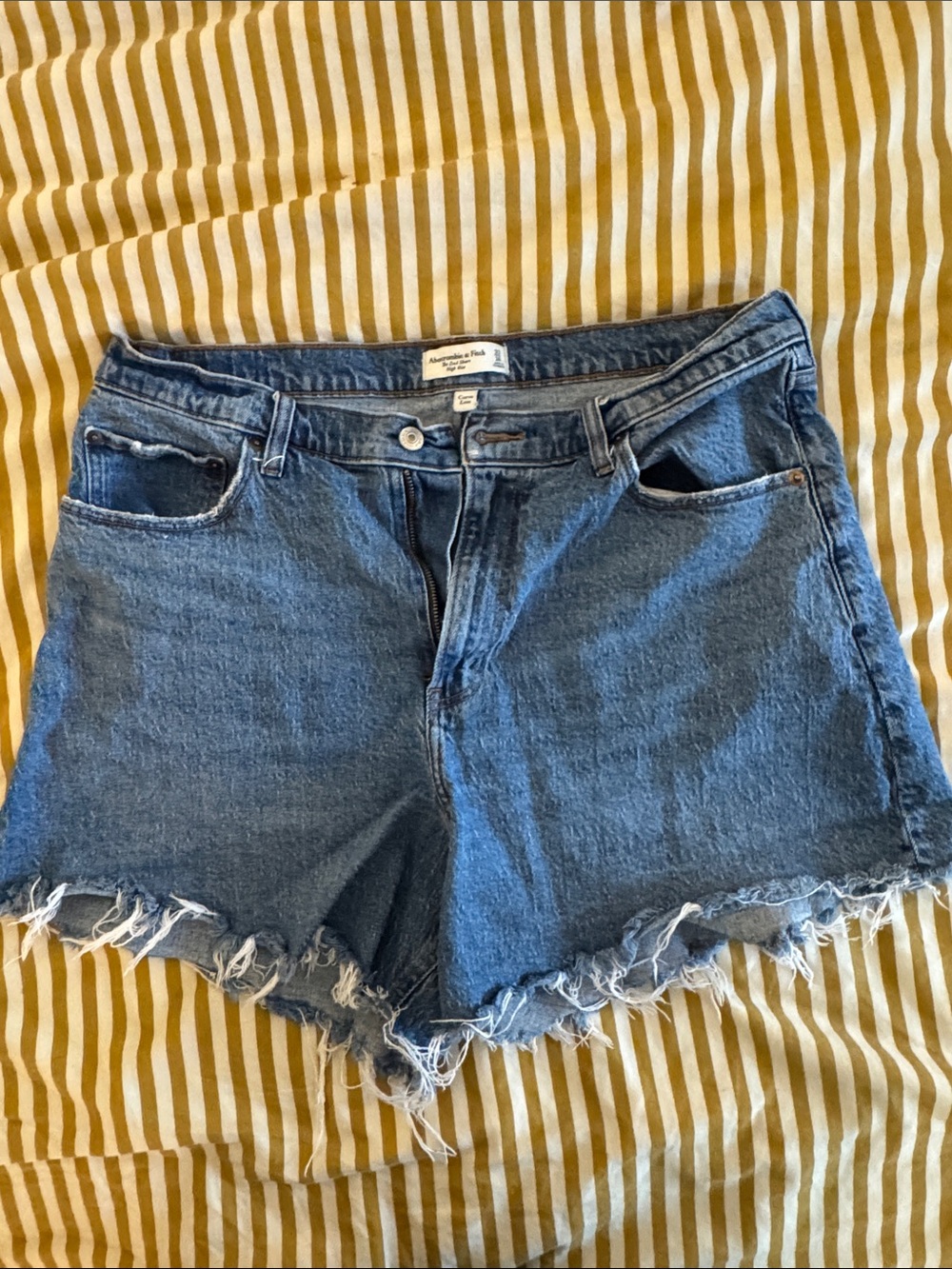 Abercrombie & Fitch Raw-Hem Blue Denim Shorts